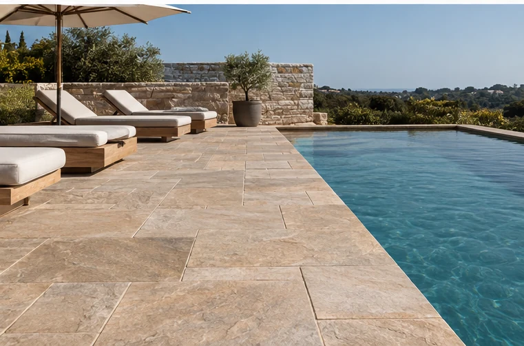 Large-format single-size stone paving